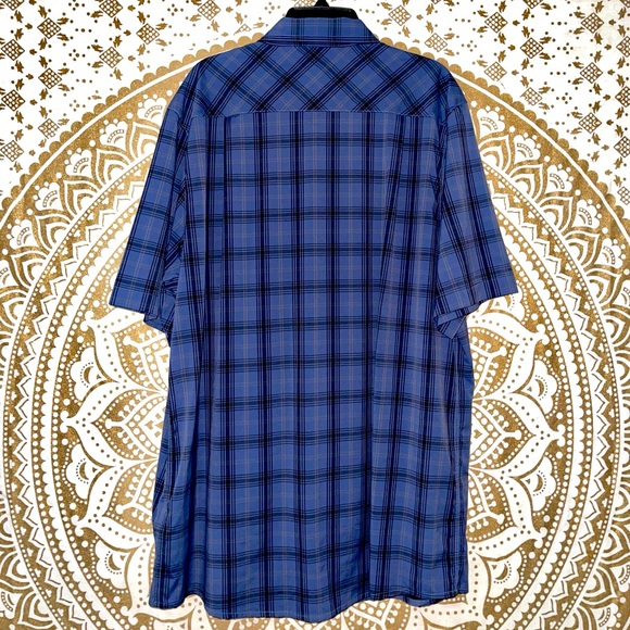 โจHPโจ TRAVIS MATHEW MENS BLUE PLAID BUTTON-UP COLLARED SHIRT WITH POCKET, SIZE XL - Picture 5 of 7
